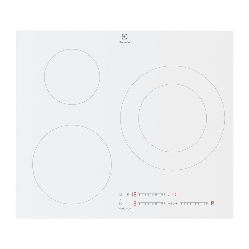 Table de cuisson induction ELECTROLUX - 3 foyers - L59xP52 cm - 7350 W - 3 boosters - Blanc - LIT60342CW