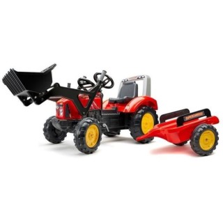 FALK Tractopelle a pédales Supercharger rouge avec capot ouvrant et r