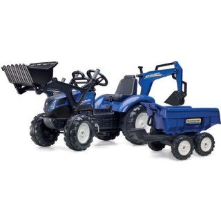 NEW HOLLAND Tractopelle a Pédales + Remorque + Excavatrice