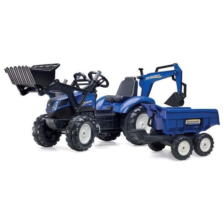NEW HOLLAND Tractopelle a Pédales + Remorque + Excavatrice