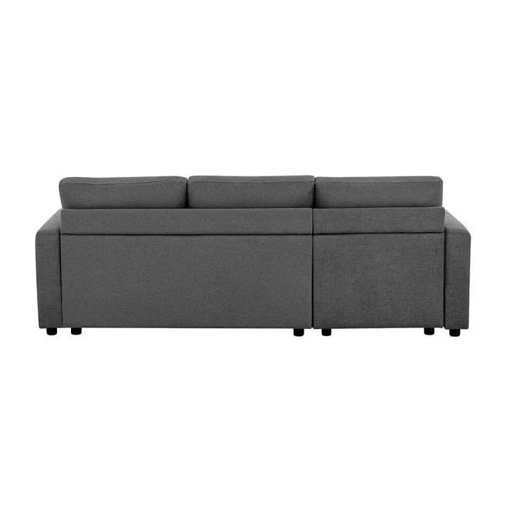 Canapé d'angle fixe + 2 coussins - Tissu Gris - L 228 x P 148 x H 86