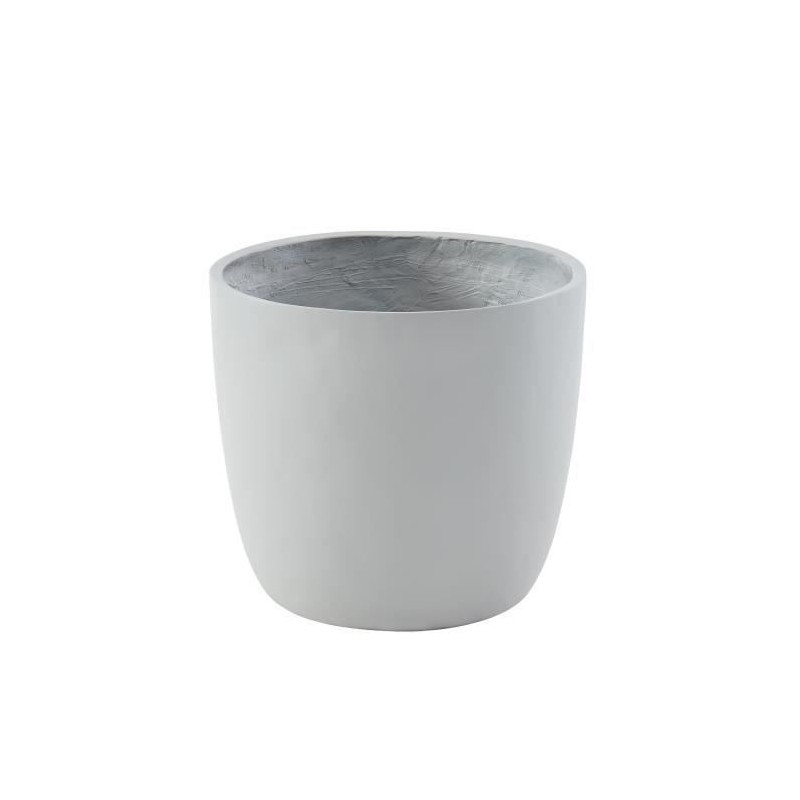 Pot rond en fibre de verre - 50 x 42 cm - Gris clair