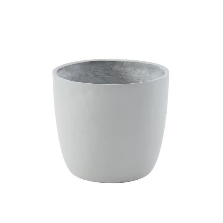 Pot rond en fibre de verre - 50 x 42 cm - Gris clair