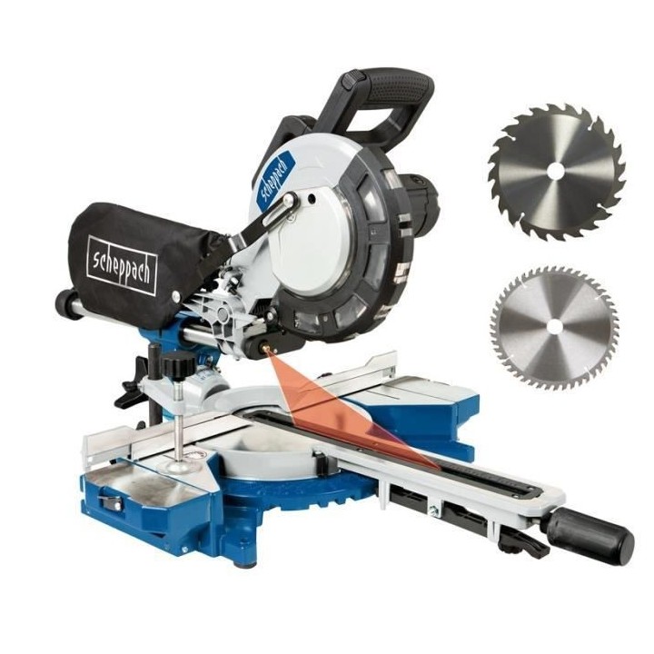 Scie a onglet radiale SCHEPPACH 216mm + 2e lames (48 dents et 60 dents