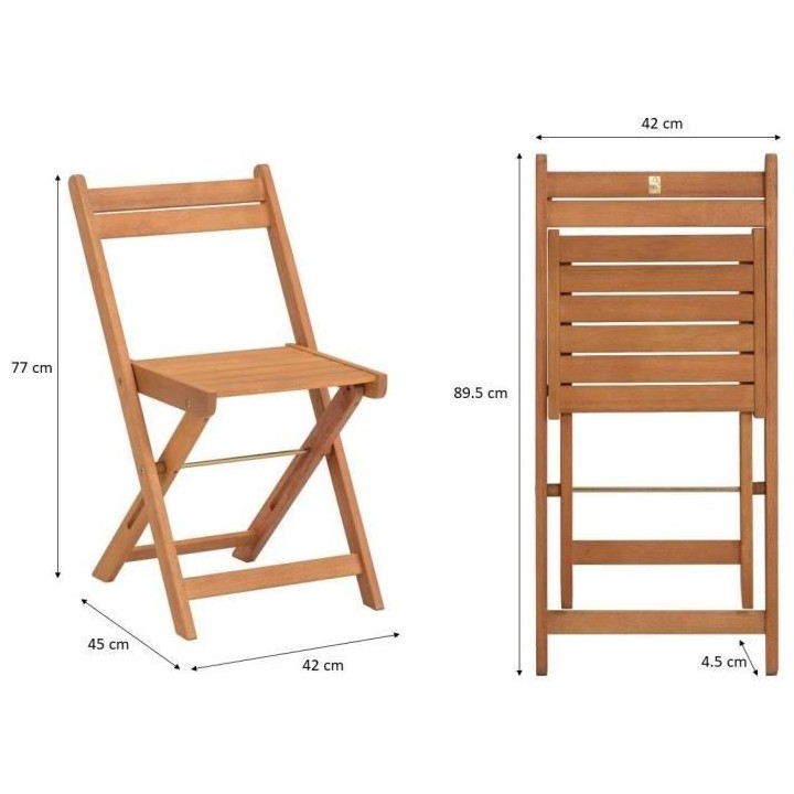 Ensemble en bois d'acacia FSC - Composé d'une table carrée et de 2 c