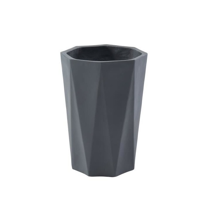 Pot géométrique en fibre de verre - 39 x 53 cm - Gris anthracite