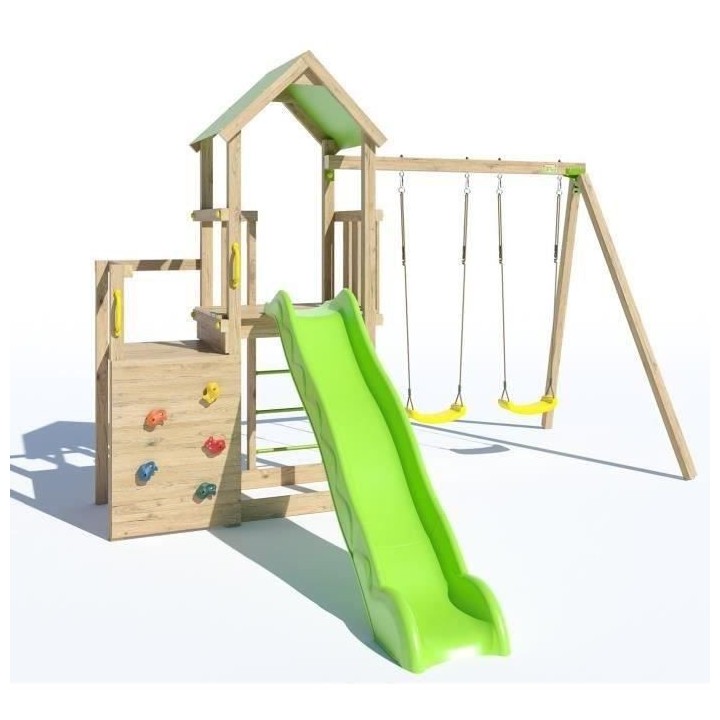 Aire de jeux en bois 2,20 m ULTRA XPERIENCE - TRIGANO JARDIN - Mur d'e