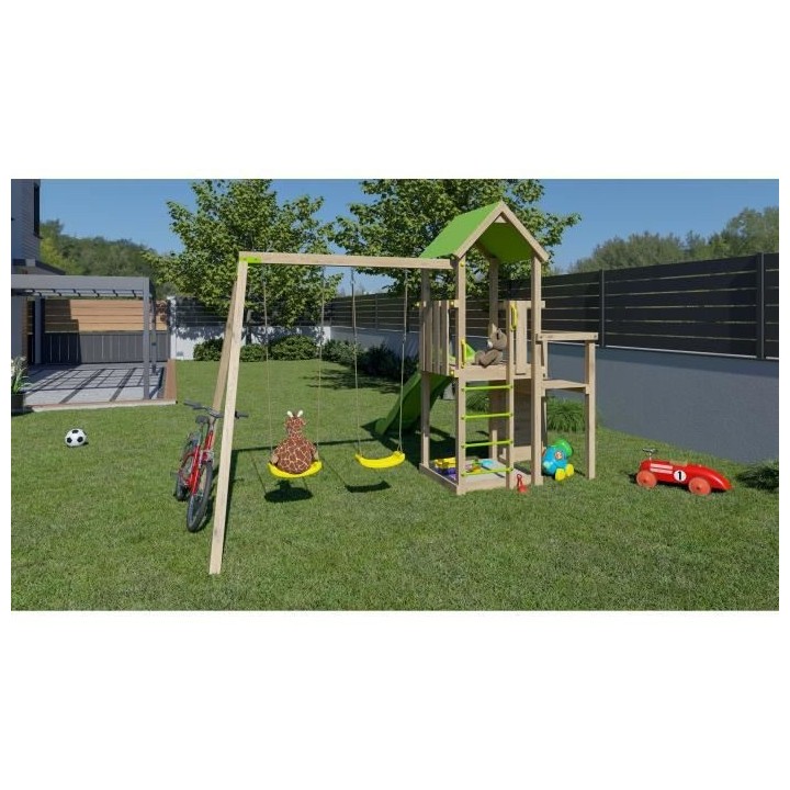 Aire de jeux en bois 2,20 m ULTRA XPERIENCE - TRIGANO JARDIN - Mur d'e