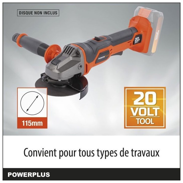 Meuleuse d'angle sans fil 20V Ø115mm + démarrage progressif - DUAL P