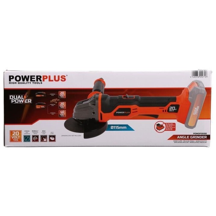 Meuleuse d'angle sans fil 20V Ø115mm + démarrage progressif - DUAL P