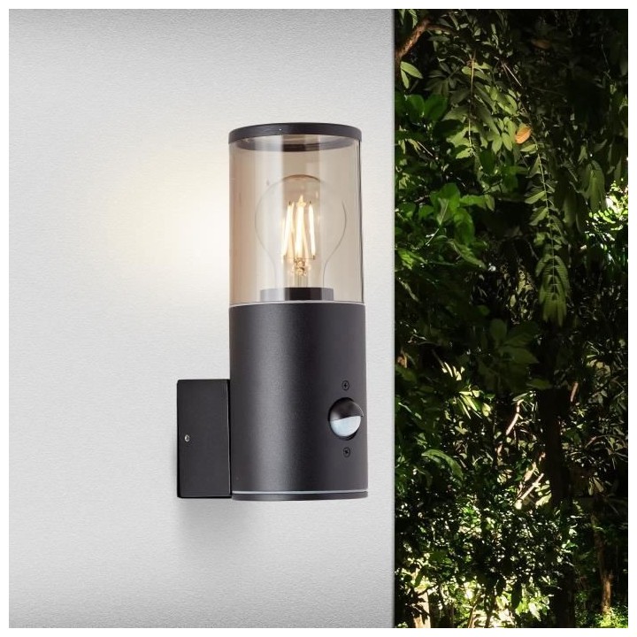 SERGIORO Applique extérieure avec detecteur, noir depoli, E27 20W , a