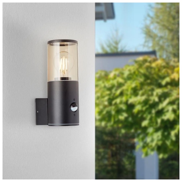 SERGIORO Applique extérieure avec detecteur, noir depoli, E27 20W , a