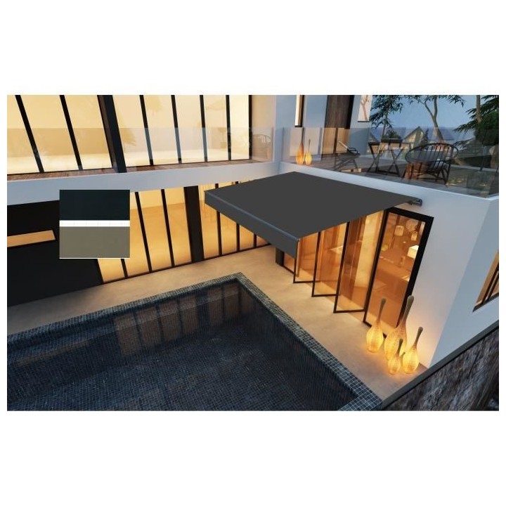 Store banne manuel sans coffre 2,40 x 2m en aluminium, structure grise