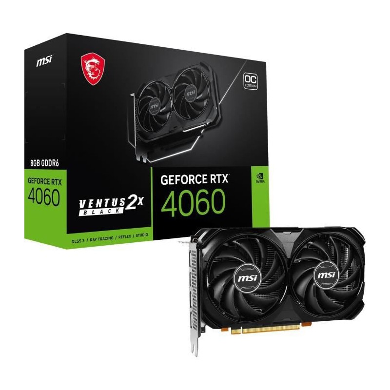 MSI - Carte Graphique - GeForce RTX™ 4060 VENTUS 2X NOIR 8G OC