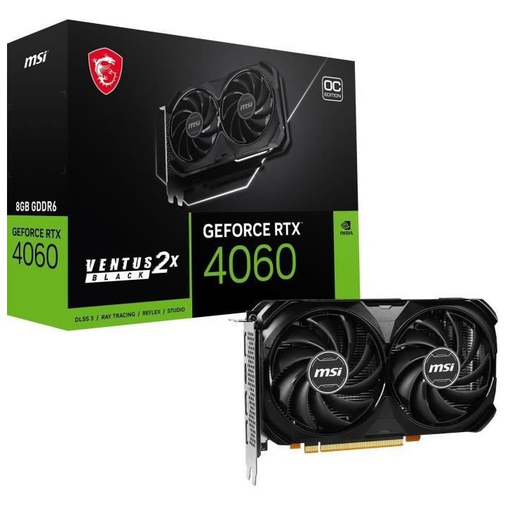 MSI - Carte Graphique - GeForce RTX™ 4060 VENTUS 2X NOIR 8G OC