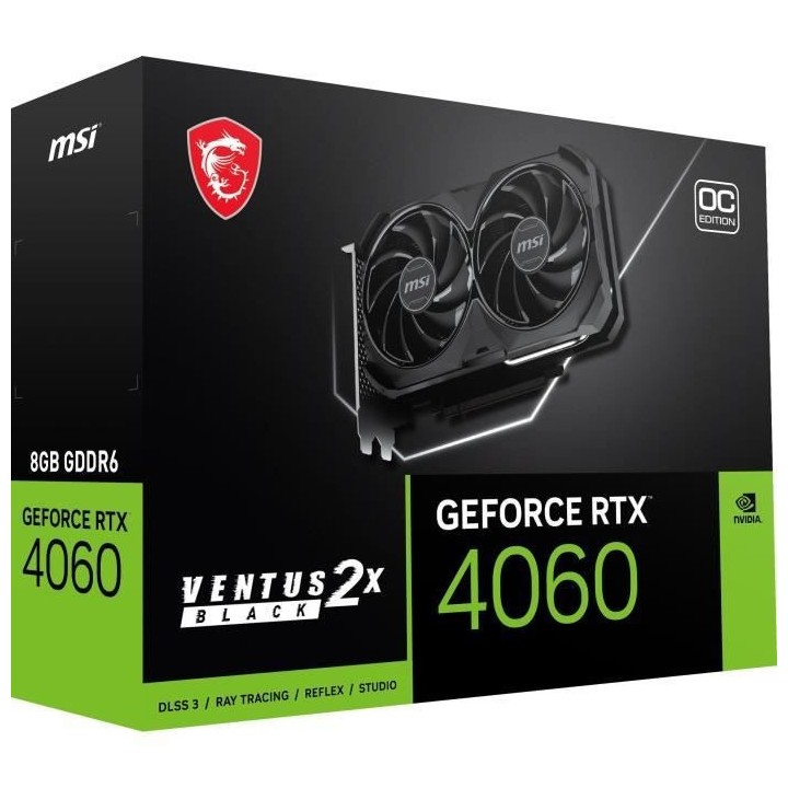 MSI - Carte Graphique - GeForce RTX™ 4060 VENTUS 2X NOIR 8G OC