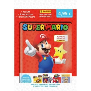 SUPER MARIO STICKERS Album + 4 pochettes + 1 sticker spécial