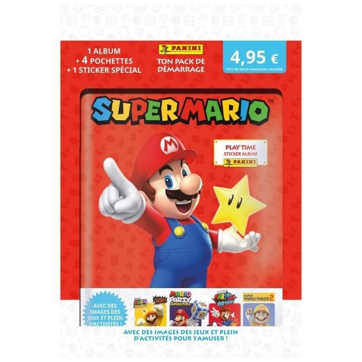 SUPER MARIO STICKERS Album + 4 pochettes + 1 sticker spécial
