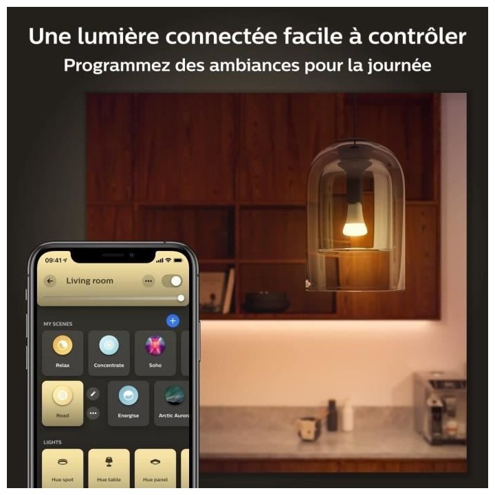 Philips Hue White Ambiance, ampoule LED connectée E27, Equivalent 100