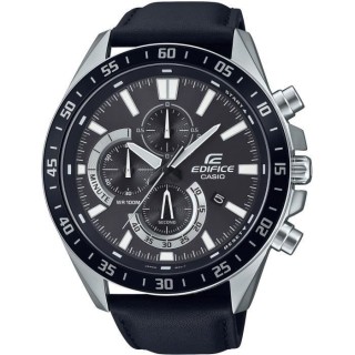 CASIO - Montre en cuir véritable - EDIFICE - Noir