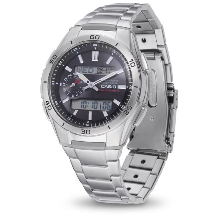 CASIO - Montre en acier inoxydable - WAVECEPTOR - Gris
