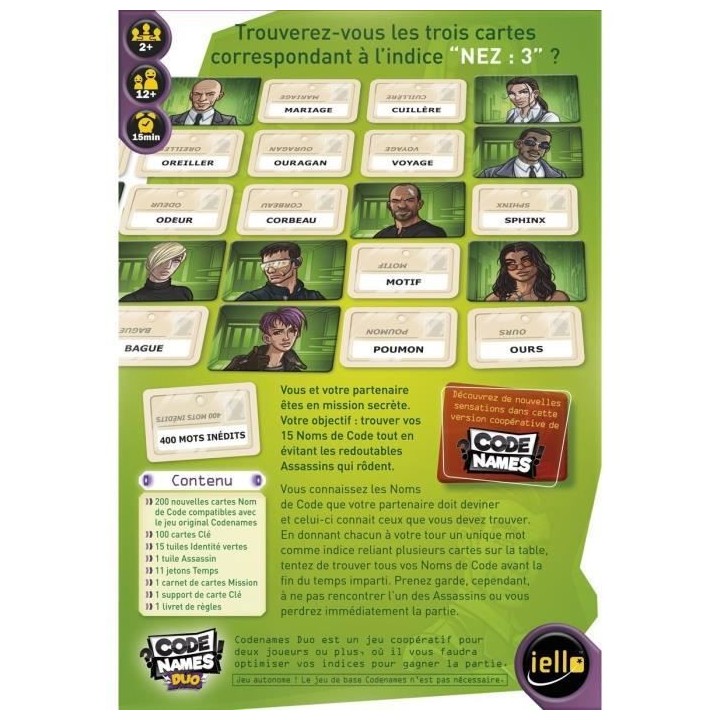 Codenames Duo - Jeu de société coopératif - IELLO