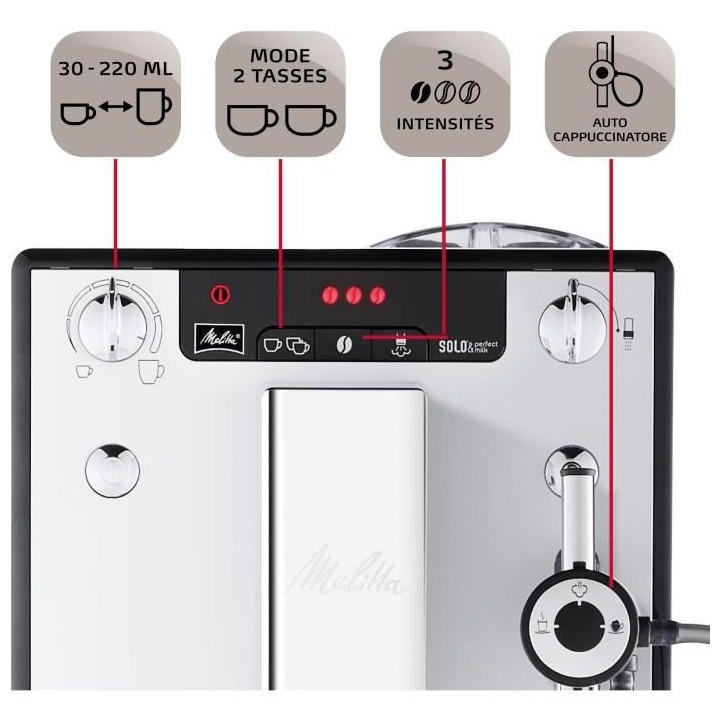 Machine a café MELITTA - Solo & Perfect Milk E957-203 Argent