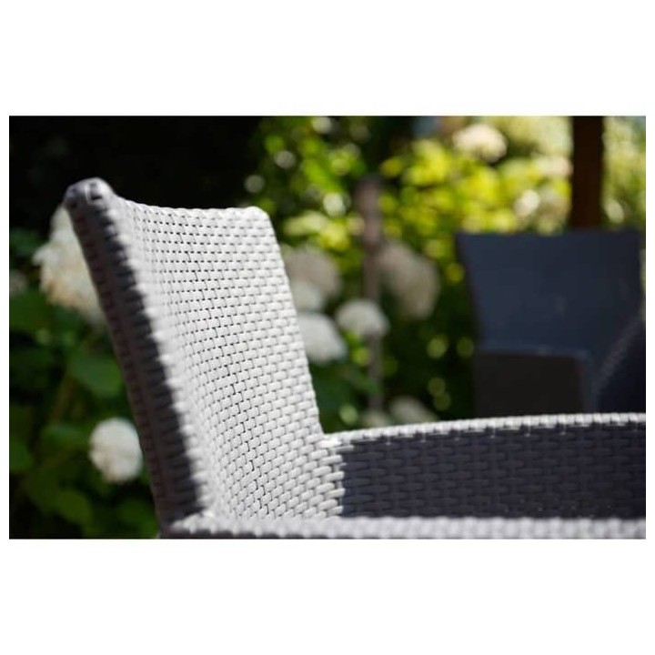 Fauteuil de jardin Gris - aspect rotin tressé avec coussin polyester