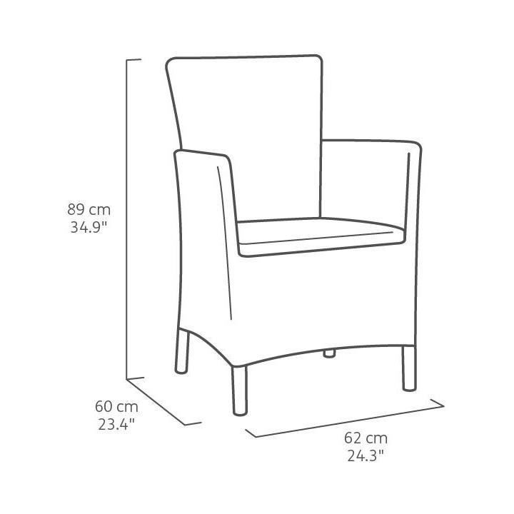 Fauteuil de jardin Gris - aspect rotin tressé avec coussin polyester