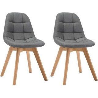 ANYA Lot de 2 chaises de salle a manger - Style scandinave - Tissu gri