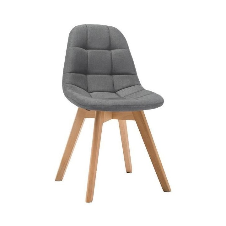 ANYA Lot de 2 chaises de salle a manger - Style scandinave - Tissu gri