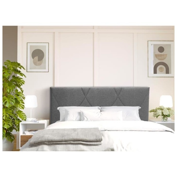 Tete de lit TUDOR - Tissu Malmo Anthracite - L.162 x H.100 x P.7 cm