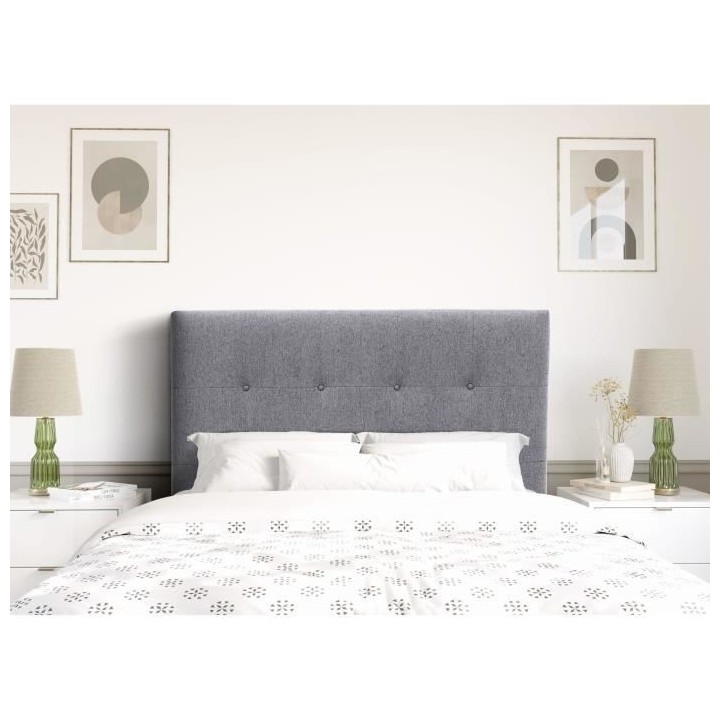Tete de lit 140 cm ESTIA - Tissu Neve Anthracite - Réglable en hauteu