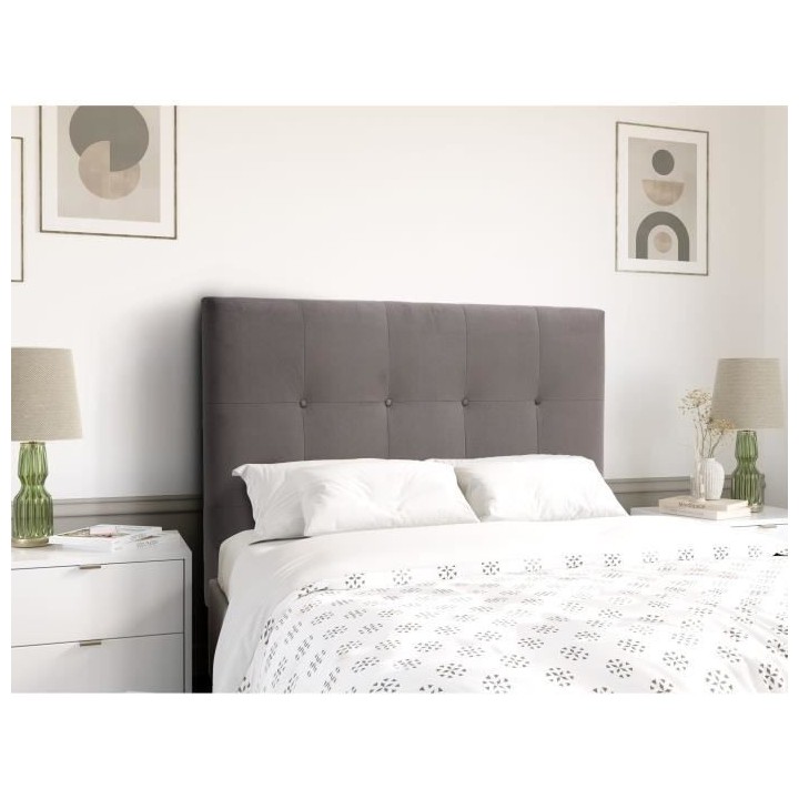 Tete de lit 140 cm ESTIA - Tissu Trinity Taupe - Réglable en hauteur