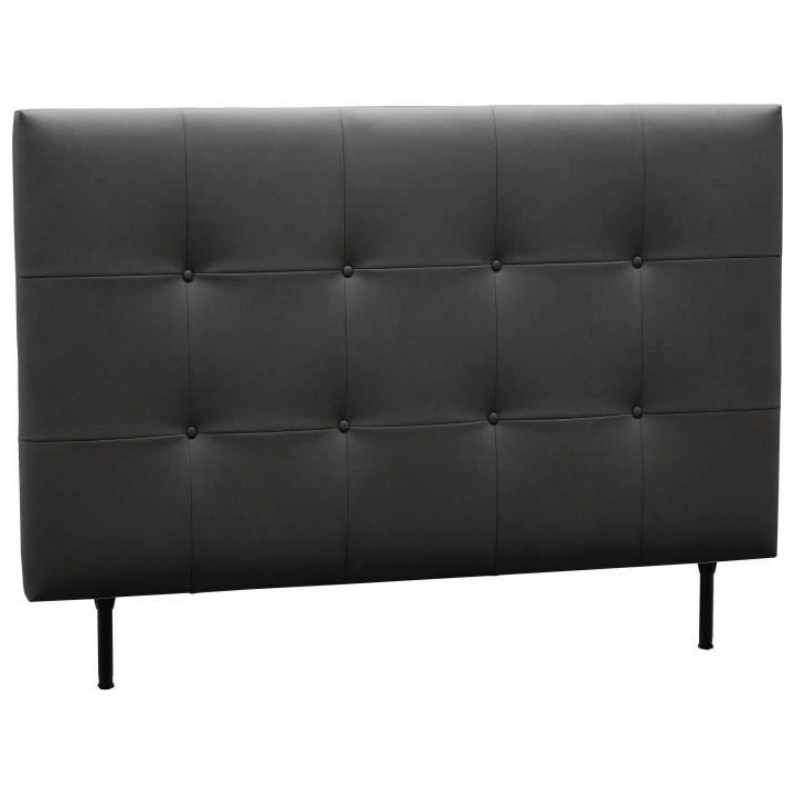 Tete de lit 140 cm ESTIA - PU Carolyn Noir - Réglable en hauteur de 1