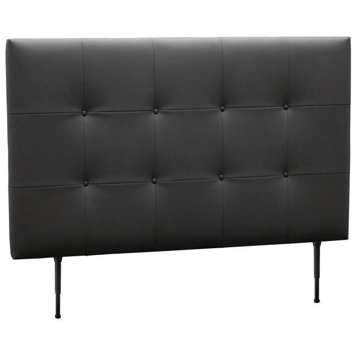 Tete de lit 140 cm ESTIA - PU Carolyn Noir - Réglable en hauteur de 1