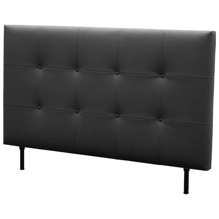 Tete de lit 140 cm ESTIA - PU Carolyn Noir - Réglable en hauteur de 1