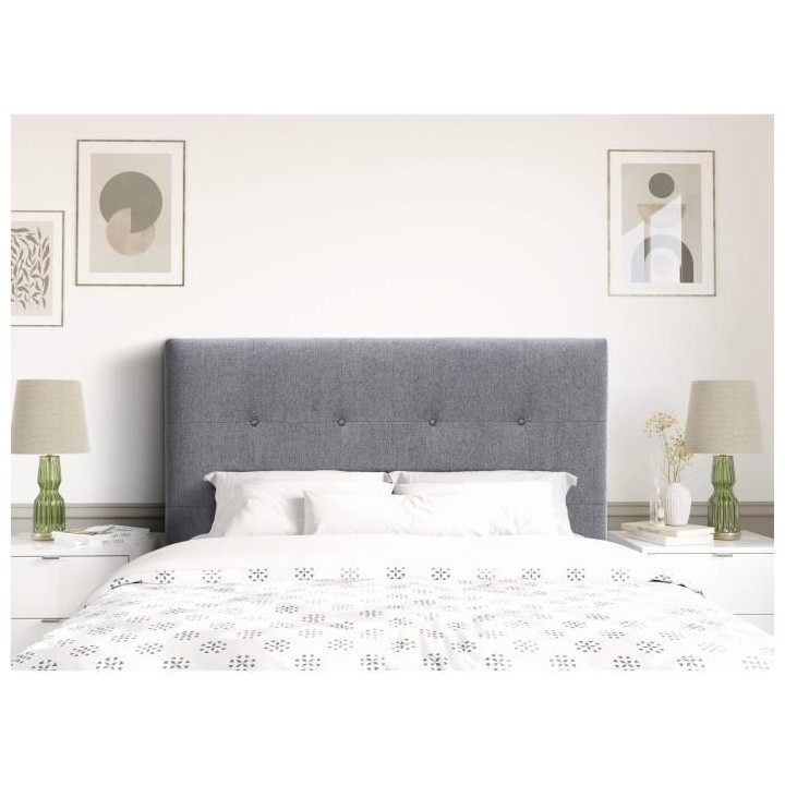 Tete de lit 160 cm ESTIA - Tissu Neve Anthracite - Réglable en hauteu