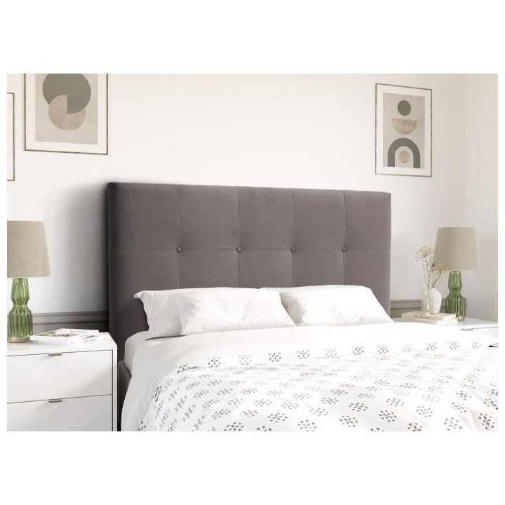 Tete de lit 160 cm ESTIA - Tissu Trinity Taupe - Réglable en hauteur