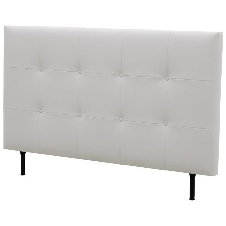 Tete de lit 160 cm ESTIA - PU Carolyn Blanc - Réglable en hauteur de
