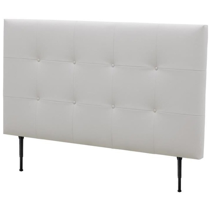 Tete de lit 160 cm ESTIA - PU Carolyn Blanc - Réglable en hauteur de