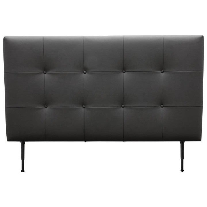 Tete de lit 160 cm ESTIA - PU Carolyn Noir - Réglable en hauteur de 1
