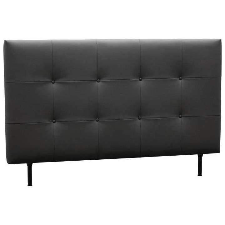 Tete de lit 160 cm ESTIA - PU Carolyn Noir - Réglable en hauteur de 1