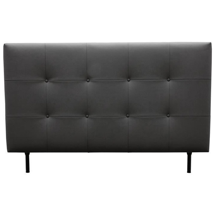 Tete de lit 160 cm ESTIA - PU Carolyn Noir - Réglable en hauteur de 1