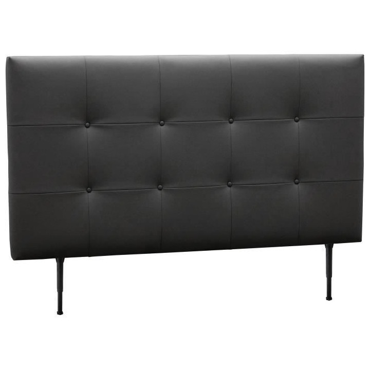 Tete de lit 160 cm ESTIA - PU Carolyn Noir - Réglable en hauteur de 1