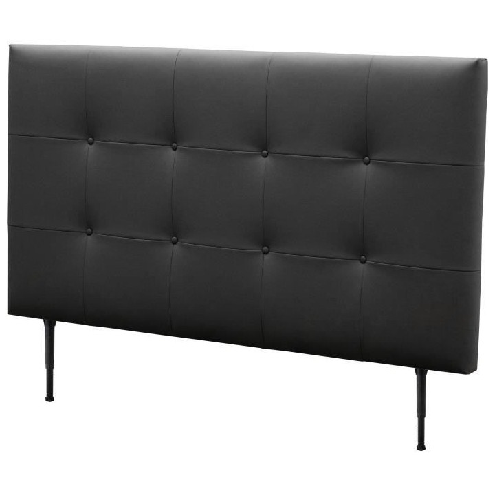 Tete de lit 160 cm ESTIA - PU Carolyn Noir - Réglable en hauteur de 1