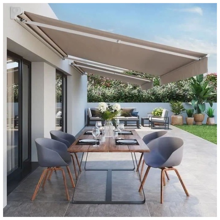 Store banne motorisé semi coffre 2,90 x 2,5m en aluminium, structure