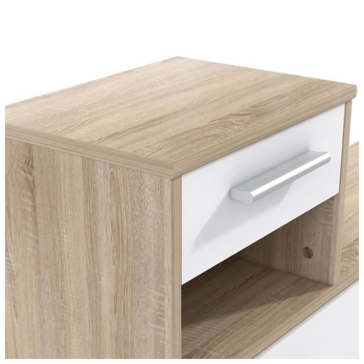 PEILI Vestiaire d'entrée avec miroir scandinave décor chene et blanc