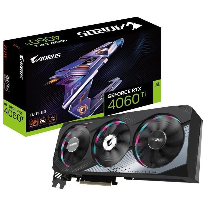 GIGABYTE - Carte Graphique - GeForce - AORUS RTX 4060 Ti ELITE 8G