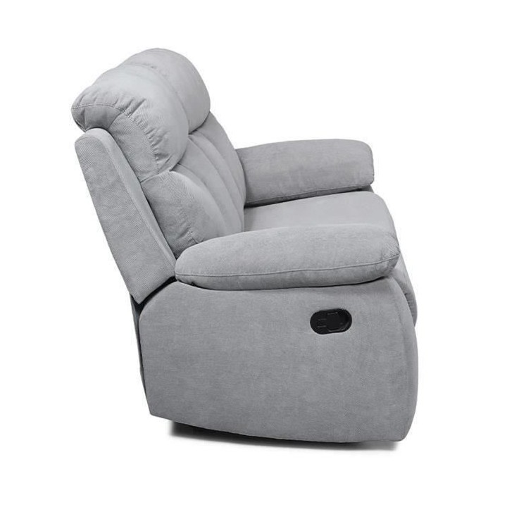 Canapé 2 places dont 2 places relax manuel - Tissu Gris - L 154 x P 9